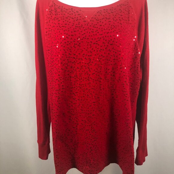 ✨ CHAPS Red Sequin Cotton Knit Top — 3X — Holiday Luxe & Comfort ✨ - Picture 4 of 13